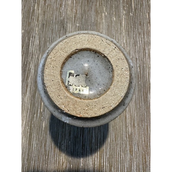 Japanese Yunomi Green Tea Cup - Gray With White Flower Blue And Brown Foliage - Picture 6 of 7